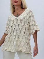 Bluză tricotată din bumbac cu model - imagine 2