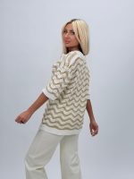 Bluză din tricot cu guler tip polo și lurex - imagine 3