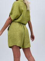 Pantalon scurt din in cu curea - imagine 8