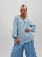 Cămașă din in cu 5 nasturi - imagine 10