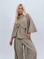 Poncho cu cordon în talie - imagine 9