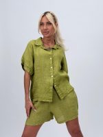 Cămașă oversized din in cu mânecă scurtă - imagine 9