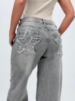 Jeans | Blug gri drept cu model stea la buzunar - imagine 8