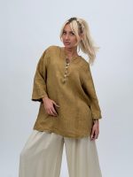 Cămașă din in cu 5 nasturi - imagine 21