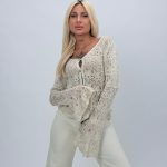 Cardigan din tricot cu adaos de in