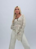 Cardigan din tricot cu adaos de in