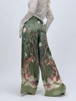 Pantalon oversized din satin cu imprimeu - imagine 5