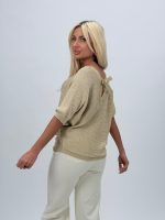 Bluză din tricot cu lurex și fundă - imagine 4