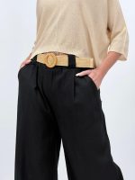 Pantalon din in cu curea - imagine 13