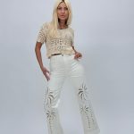 Jeans | Blug drept cu broderie frontală