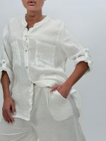 Cămașă din in cu buzunare - imagine 2