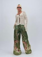 Pantalon oversized din satin cu imprimeu - imagine 2