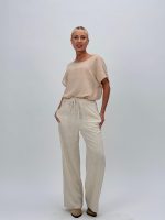 Pantalon din in cu șnur în talie