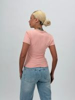 Tricou cu decolteu în V și dantelă - imagine 8