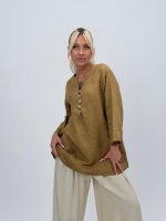 Cămașă din in cu 5 nasturi - imagine 20