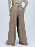 Pantalon larg cu pense și cordon în talie - imagine 18