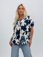 Bluză oversized cu imprimeu floral și decolteu în V - imagine 5
