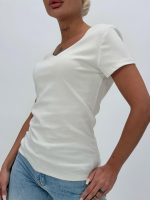 Tricou din bumbac cu decolteu în V - imagine 2