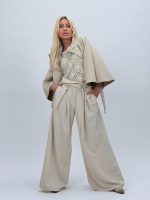 Poncho cu cordon în talie - imagine 8