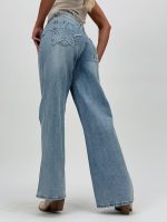 Jeans | Blug drept albastru cu model stea la buzunar - imagine 6