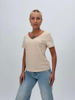 Tricou basic din bumbac cu decolteu în V - imagine 6