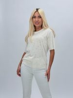 Bluză din tricot cu mânecă scurtă și ștrasuri - imagine 2