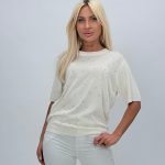 Bluză din tricot cu mânecă scurtă și ștrasuri