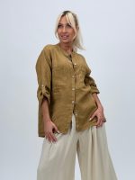 Cămașă din in cu buzunare - imagine 11