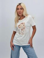 Tricou din bumbac cu floare brodată - imagine 2