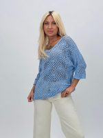 Bluză din tricot cu model romb perforat - imagine 5