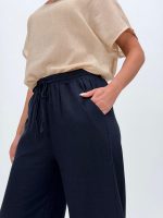 Pantalon din in cu șnur în talie - imagine 9