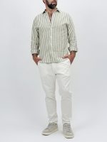 Cămașă din in cu dungi late - imagine 13