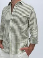 Cămașă din in cu dungi late - imagine 11