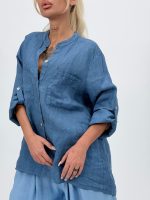 Cămașă din in cu buzunare - imagine 16