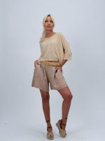 Pantalon scurt din in cu curea - imagine 13