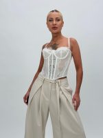 Top corset transparent cu dantelă - imagine 5