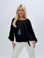 Bluză raglan din voal cu colier - imagine 10