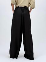 Pantalon larg cu pense și cordon în talie - imagine 30