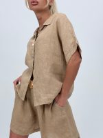 Cămașă oversized din in cu mânecă scurtă - imagine 6