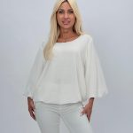 Bluză din voal cu elastic în talie