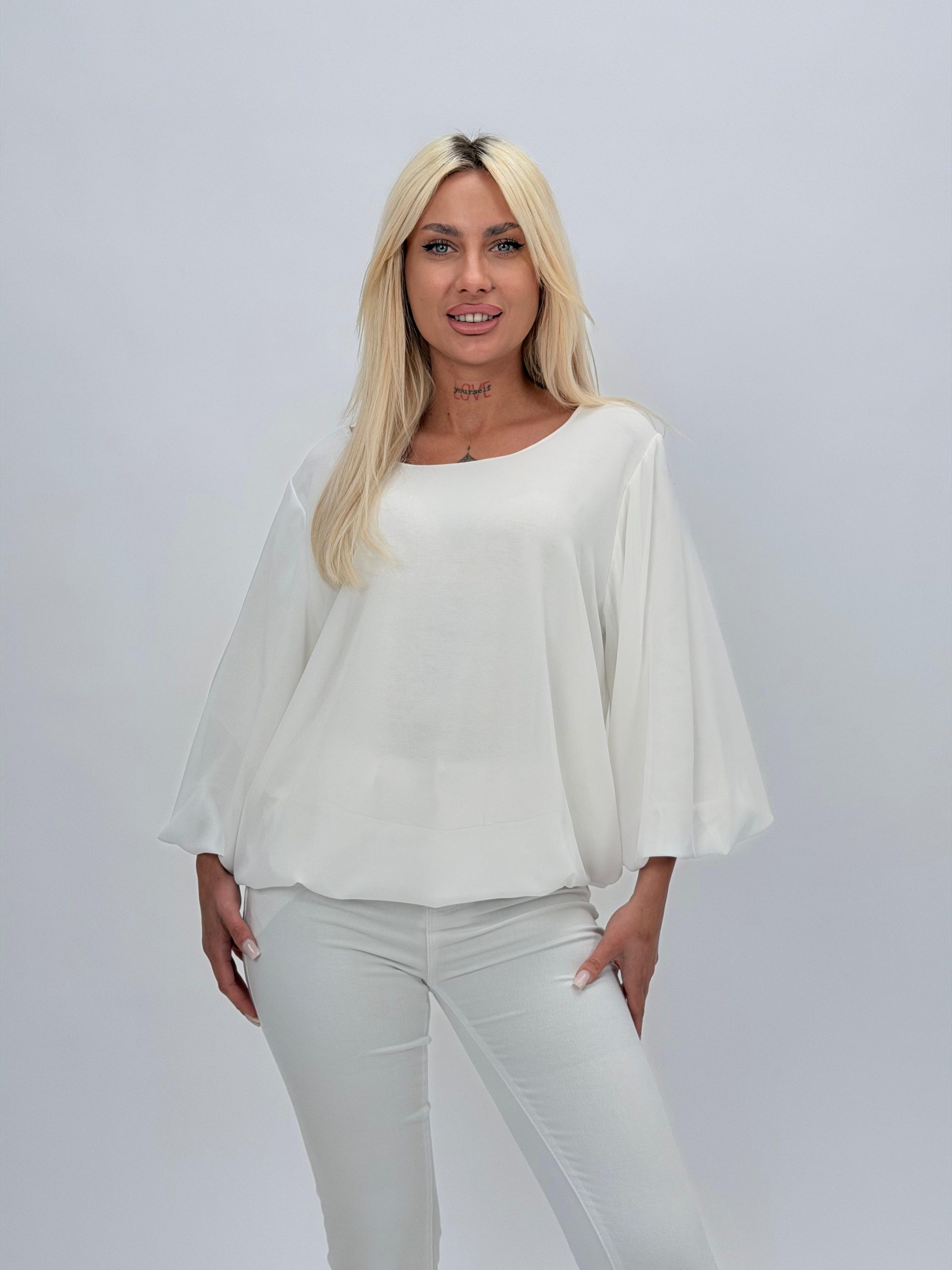 58c60079-9bd0-4304-bc3b-6843af0ef4e8 Bluză din voal cu elastic în talie - imagine 1