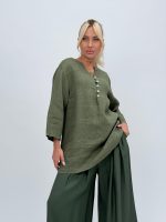 Cămașă din in cu 5 nasturi - imagine 30