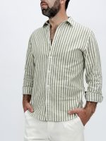 Cămașă din in cu dungi late - imagine 10