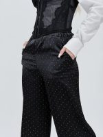Pantalon oversized din satin cu ștrasuri - imagine 5