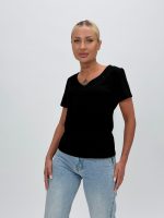 Tricou basic din bumbac cu decolteu în V - imagine 21