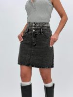 Fustă scurtă din denim gri - imagine 2