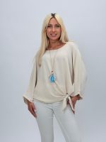 Bluză raglan din voal cu colier - imagine 5