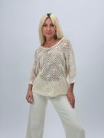 Bluză din tricot cu model romb perforat - imagine 2