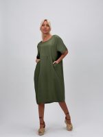 Rochie vaporoasă cu mânecă scurtă și buzunare ascunse - imagine 13