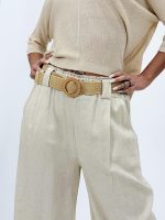 Pantalon din in cu curea - imagine 9